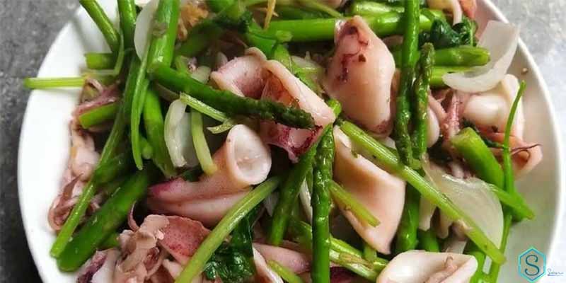 Cách làm măng tây xào tôm mực